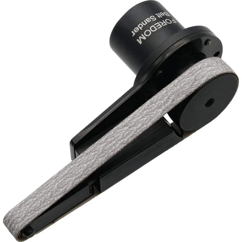 Boss Belt Sander Kit With 10 Belts In Assorted Grits 180 Grit Belt Hex Key Spare Belts And Handpiece Option For Use Great For Detail Sanding And Finishing Projects shown