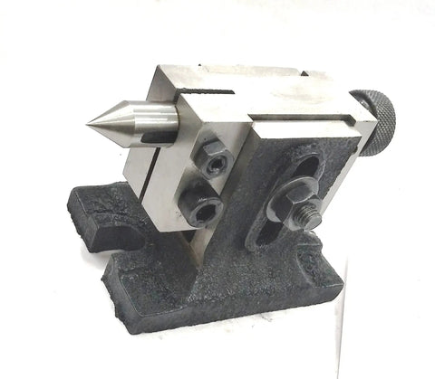 Close-up of tailstock for Heavy Duty Horizontal And Vertical Milling Indexing 4 Inch Rotary Table Kit with steel and iron parts.