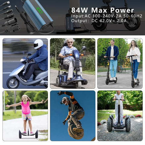Rapid 54.6V 3A Electric Scooter Charger With Universal 6 In 1 Plugs For 48V Electric Bikes And Lithium Batteries Smart Display Fast Charging Overcharge Protection Compatible With Multiple Models