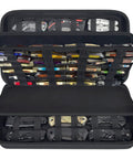 Open view of Heavy Duty 88 Slot Knife Display Case For 66 Plus Pocket Knives Four Sided Organizer With Large Capacity