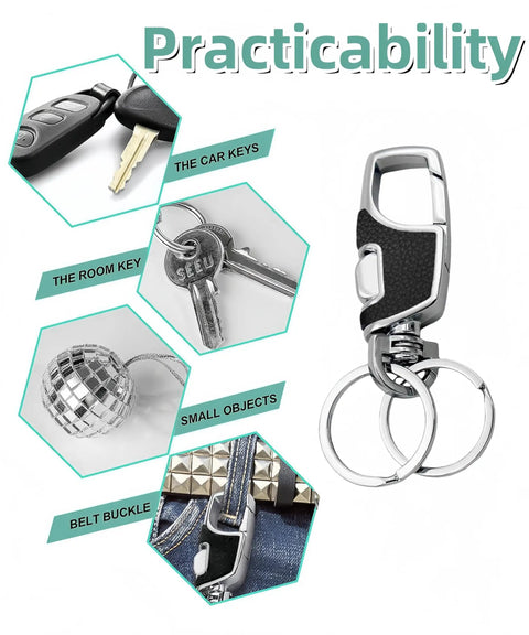 3 Pack Heavy Duty Zinc Alloy Built To Last Key Chains With Carabiner Clips And Dual Key Rings Belt Loop Clip Key Organizer