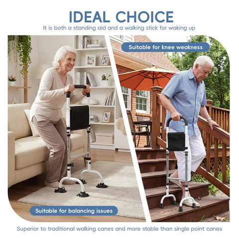 Images of using Stand Assist Aid For Elderly With Adjustable Height, Night Light, Two Bases, And Rock Solid Safety Grab Bar.