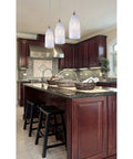 Verona Mini Pendant Light 1 Light Satin Nickel Finish With Snow White Glass Pendant Ceiling Fixture in kitchen scene