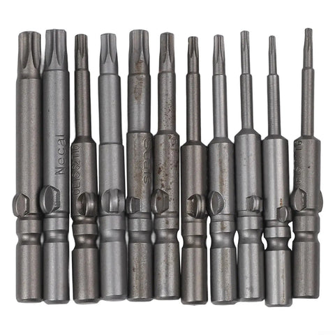 Rock Solid 6Mm Torx Screwdriver Bits Set From T5 To T30 With Magnetic Grip For Cordless Drills And Hand Tool Jobs Made Of High Grade Alloy Steel Perfect For Any Garage or Construction Site. shown in assorted sizes
