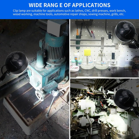 Beast Mode Clamp Light With Flexible Clip for Workshop, 2000 Lumen LED illuminating lathe, workbench, and desk areas