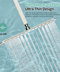 Side view of Mega Sized 16 Inch Brushed Nickel Rain Shower Head With 304 Stainless Steel Construction High Pressure Rainfall Ultra Thin Design