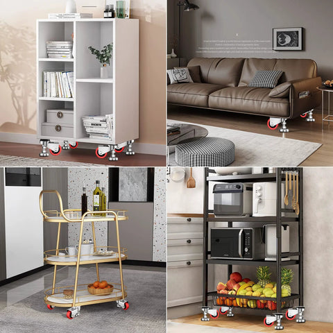 Furniture and storage units with 3 Inch Leveling Plate Caster Wheels With Adjustable Anti Vibration Foot Pads Heavy Duty Swivel Casters