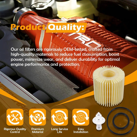 Oil Filter Kit For Toyota Avalon Camry RAV4 Highlander Sienna Lexus ES300h ES350 IS200t RX350 RX450h 5 Pack on car engine