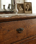 Antique Brass Ring Pulls Set Of 8 For Cabinets And Drawers With European Backplate on vintage wooden dresser