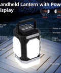 Rechargeable Camping Lantern With Five Sided Lighting, 1000 Lumens, 350 Hour Runtime, 30000mAh Power Bank displaying USB ports