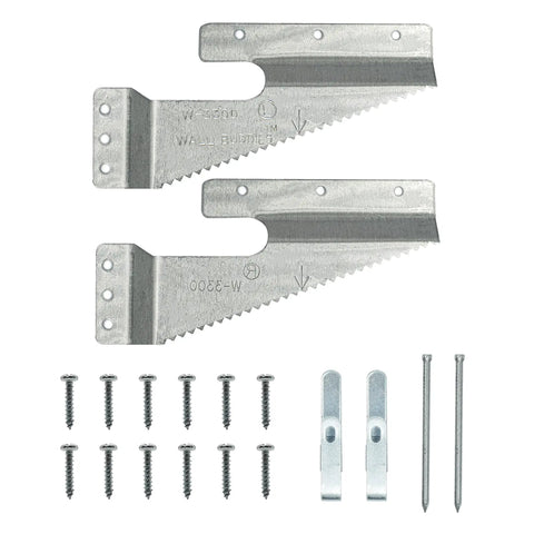 Boss Level Picture Hangers For Drywall And Plaster, Heavy Duty Self Leveling Brackets Hold Up To 60 Lbs, Flush Mount Design Keeps Frames Straight, Ready Five Piece Wall Hang Kit with metal brackets and screws.