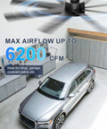60 Inch Ceiling Fan No Light Modern Black With 8 Blades Remote App Control DC Motor Outdoor Fan For Covered Patio Living Room Garage Workshop Wall Switch Compatible installed in a garage over a car