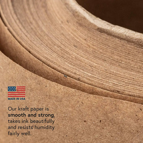 Close-up of Straight Up Premium Brown Kraft Paper Roll Hella Thick for rustic gift wrapping, showcasing texture and quality.