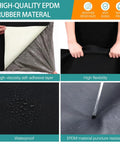 Hella Durable 40X20 Foot EPDM Rubber Roofing Membrane Roll With Self Adhesive Reinforced Waterproofing Sheet For Roofs And Patios Includes Seam Roller For No Stress Install showing layers and features.