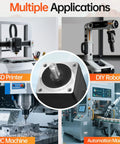 Nema 8 Stepper Motor For DIY Projects 2 Phase 1.8 Degree Step shown in 3D printer, robot, CNC machine, automation setups.