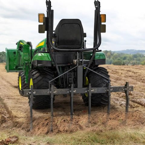 Beefy Heavy Duty 3 Point Chisel Plow Scarifier with Detachable Cultivator, 6 Scarifier Shanks, 48 Inch Working Width, CAT1 Hitch