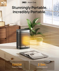 Space Heater 1500W Portable Electric Heater For Indoor Use With Remote PTC Ceramic Thermostat Fast Heat shown on desk