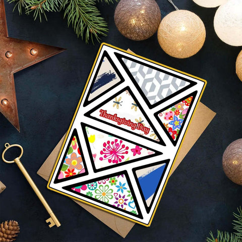 Geometric Die Cuts For Card Making And Scrapbooking Background Dies With Hollow Frame For Rectangle And Triangle Designs Durable Carbon Steel Metal Die Cuts For DIY Craft Embossing And Paper Album Decor featuring Thanksgiving theme