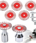 Built Tough 1.57 Inch Diamond Saw Blade Set With Segmented Wavy Edge And Quick Swap Flange with discs and attachments.