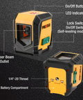 Green Beam Self Leveling Laser Level With 65 Ft Range Tripod Included Cross Line Projection For Precise Picture Hanging