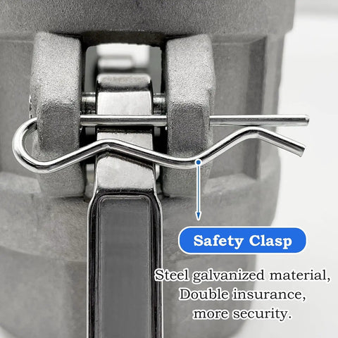 Close-up of safety clasp on Heavy Duty 3 Inch Type D Aluminum Cam And Groove Hose Coupling With Female Camlock Adapter Kit.