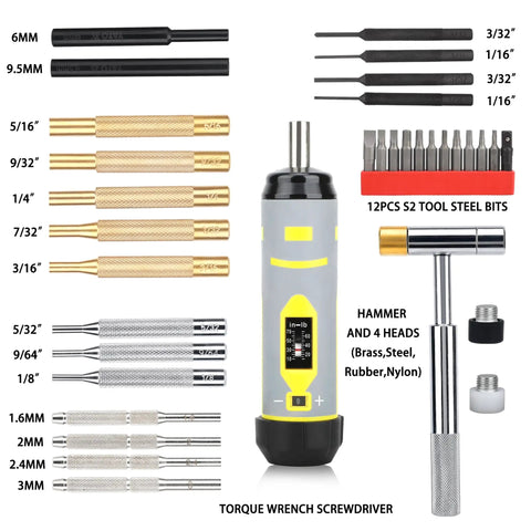 Dead Nuts Precise Torque Screwdriver Featuring Audible Click Factory Calibration 10 To 70 Inch Pounds with brass and steel pin punches