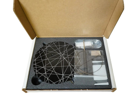 Dope Floating Tensegrity Table Black CNC Machined Aluminum Desk With Adjustable Cable Tension components in open box packaging