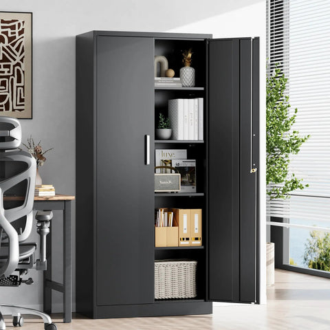 Heavy Duty Metal Storage Cabinet With Locking Doors 71 Inch Tall Steel Locker Organizer Featuring Adjustable Shelves For Garage Shop Or Office Durable As Nails And Straight Bulletproof Build