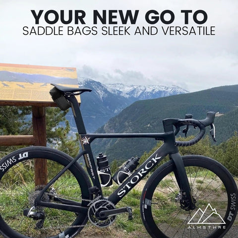 Bike with compact under seat bike saddle bag 0.3L small midnight black water resistant ripstop with waterproof zipper
