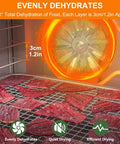 Heavy Duty 10 Tray Electric Food Dehydrator With Digital Temp Control Timer For Meat Beef Jerky Fruit Veggies showing dehydrating beef jerky.