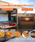 Crazy Crispy Pizza Steel Plate 20 By 14 By Three Eighths Inch Thick For Oven Or Grill Preseasoned Carbon Steel shown in oven and grill setup.