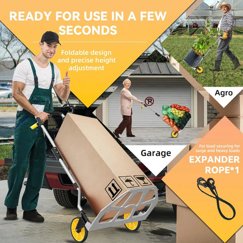Heavy Duty Aluminum Folding Hand Truck With 309 Lb Weight Limit And Smooth TPR Rollers Collapsible Dolly Cart Featuring Adjustable Grip For No Sweat Hauling Across Any Floor