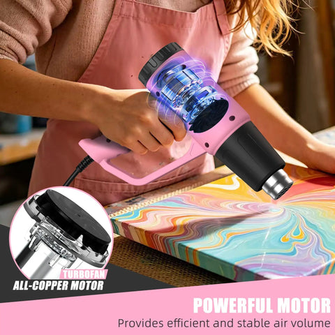 Person using Dual Temp Heat Gun 300C And 600C, 900W To 1300W Hot Air Gun with overload protection for craft projects