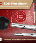 Four Piece SDS Plus Chisel Set For Rotary Hammer Drills With Point Flat Scaling And Tile Chisels 10 Inch Long 40Cr Steel Built