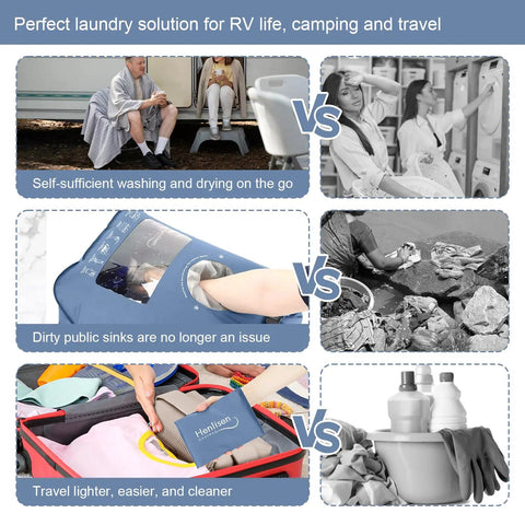 Compact Portable Washing Bag For Camping And Road Trips, Lightweight Manual Hand Wash Sack With Built In Scrub Sleeve, Ditch The Laundromat Hustle And Crush Stains Effortlessly On The Go, comparison of washing options.
