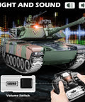 1:18 Scale RC Tank With 2.4G Radio, M1A2 Style Military Battle Vehicle with sound, lights, controller in action
