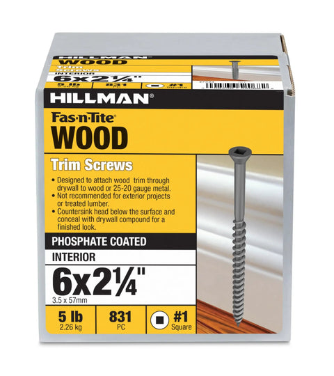 These Slick Black Phosphate Trim Screws Deliver Badass Holding Power For Deck And Cabinet Installs Number Six By Two Inch Quarter Flat Head Square Drive Recess Guarantees Confident Stick Fit Eight Hundred Thirty One Heavy Duty Packs Type Seventeen Sharp, box of 831 screws.