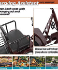 Three Wheel Pedal Tricycle Cruiser For Seniors And Adults with back seat and guardrail; supports up to 440 pounds, rear view.