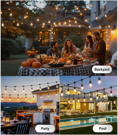 LED Outdoor String Lights 150FT Two Pack 75Ft Each Built to Hang Tough Shatterproof IP65 Waterproof Heavy Duty Edison Patio Lights for Backyard Porch Yard Outdoor House Exterior