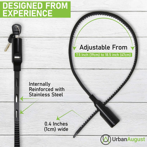 Multipurpose Adjustable Zip Tie Lock With Key For Cabinets And French Door Fridges Luggage Bikes Strollers Helmets Skateboards And More Stainless Steel Black Locking Solution 1 Pack