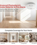 Indoor Photoelectric Battery Powered Safety Detector With Test Mute And Low Power Indicator, Easy Install Home Monitoring For Smoldering Fires, Quiet Alarm, 4 Pack installed on hallway ceiling