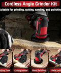 Rivlox cordless 3-inch mini angle grinder kit with 2x12V batteries, charger, and 5 cutting discs