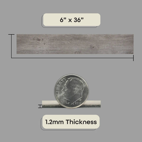 Vinyl Peel And Stick Floor Tile With Self Adhesive Wood Look Planks 10 Pack 15 Square Feet Light Gray Oak 6x36 Inch 1.2mm Thick
