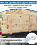 Pro Grade Truck Stake Bed Latches Bracket Set With Tough As Nails Corner Connectors, corner latch on wooden trailer.