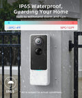 3MP Wireless Video Doorbell With 2K HD Footage No Monthly Fees Battery Powered mounted on a wall in rainy weather