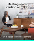 4K Video Conference Camera Rig With Three Built In Mics And 120 Degree Lens For Small Meeting Rooms Smooth Plug And Play Design in use in a meeting room.