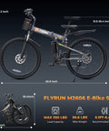 Folding Electric Bike With Peak 750W Power, All Terrain E Bike With 48V Removable Battery, Speeds Up To 25 MPH And Range Of 50 Plus Miles, Dual Disc Brakes And Full Suspension For City Streets And Trails, size chart