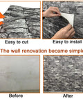 No Mess Peel And Stick 3D Faux Brick Wall Panels Set Of 20 Self Adhesive Foam Tiles being cut and installed on a wall.