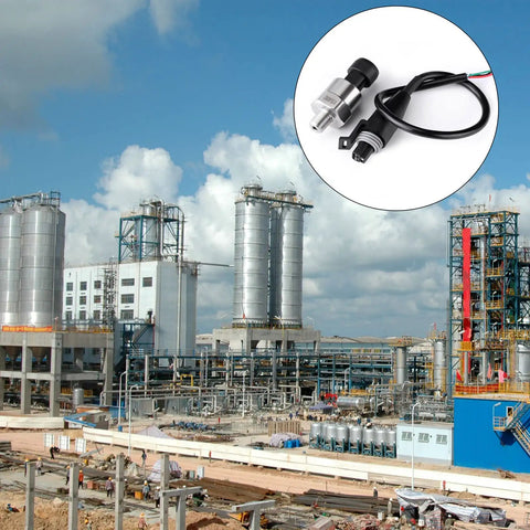 Stainless Steel Pressure Transducer Sensor With Connector One Eighth Inch NPT Fitting for industrial use in oil, fuel, air, or water systems.