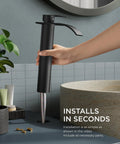 Installation of Matte Black Waterfall Bathroom Vessel Sink Faucet With Pop Up Drain Lead Free cUPC Hose Single Handle